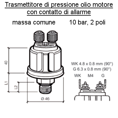Sensore Pressione Olio Motore (10 Bar) 1/8" - 27 Nptf
